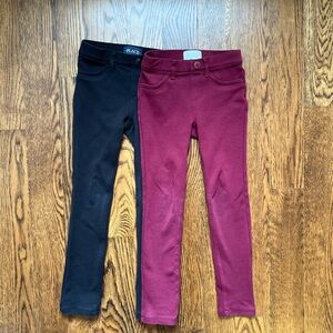 Set of 2 Children’s Place Black and Burgundy Ponte Jeggings 6 Slim